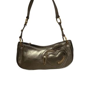 Vintage Juicy Couture Gold Genuine Leather Shoulder Bag with Metallic Finish Y2K